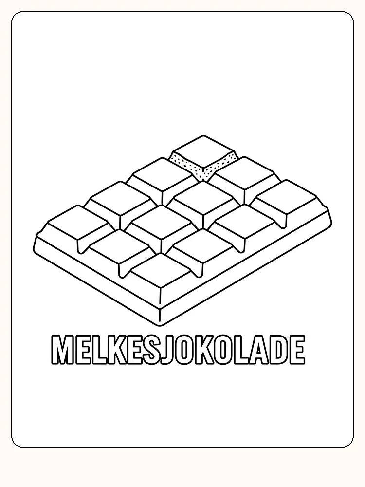 Fargelegging av en melkesjokoladebit med tekst