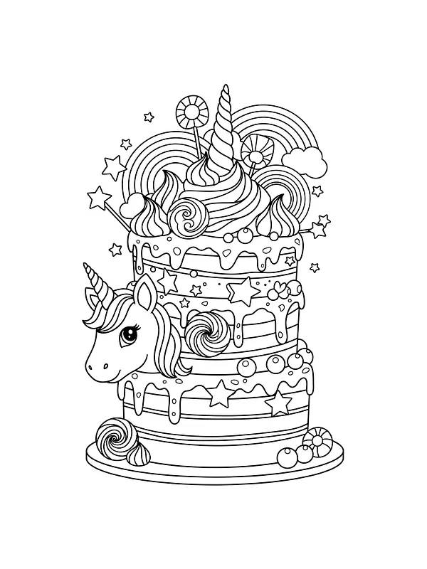 Unicorn-kake med detaljer