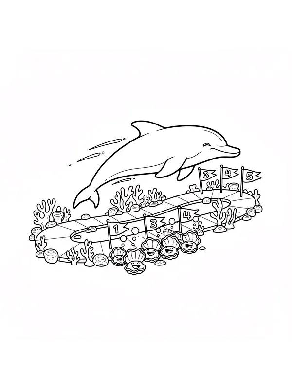 Delfin under vand med flag