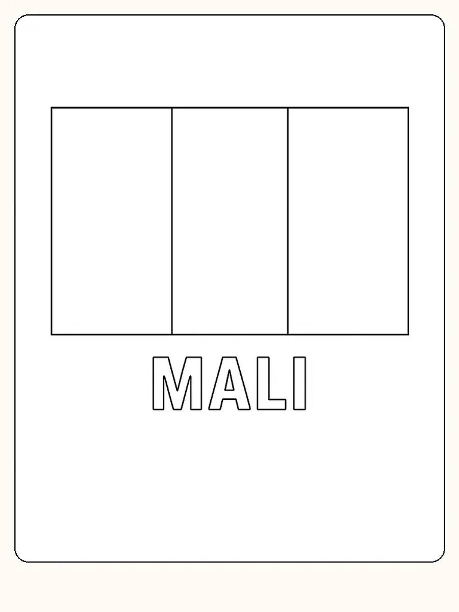 Malis flagga med grönt, gult och rött i vertikalt mönster, redo för måla.
