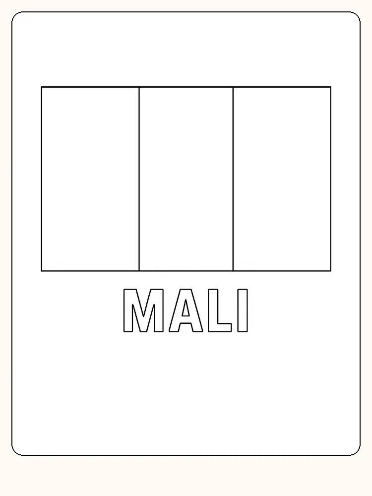 Malis flagga med grönt, gult och rött i vertikalt mönster, redo för måla.