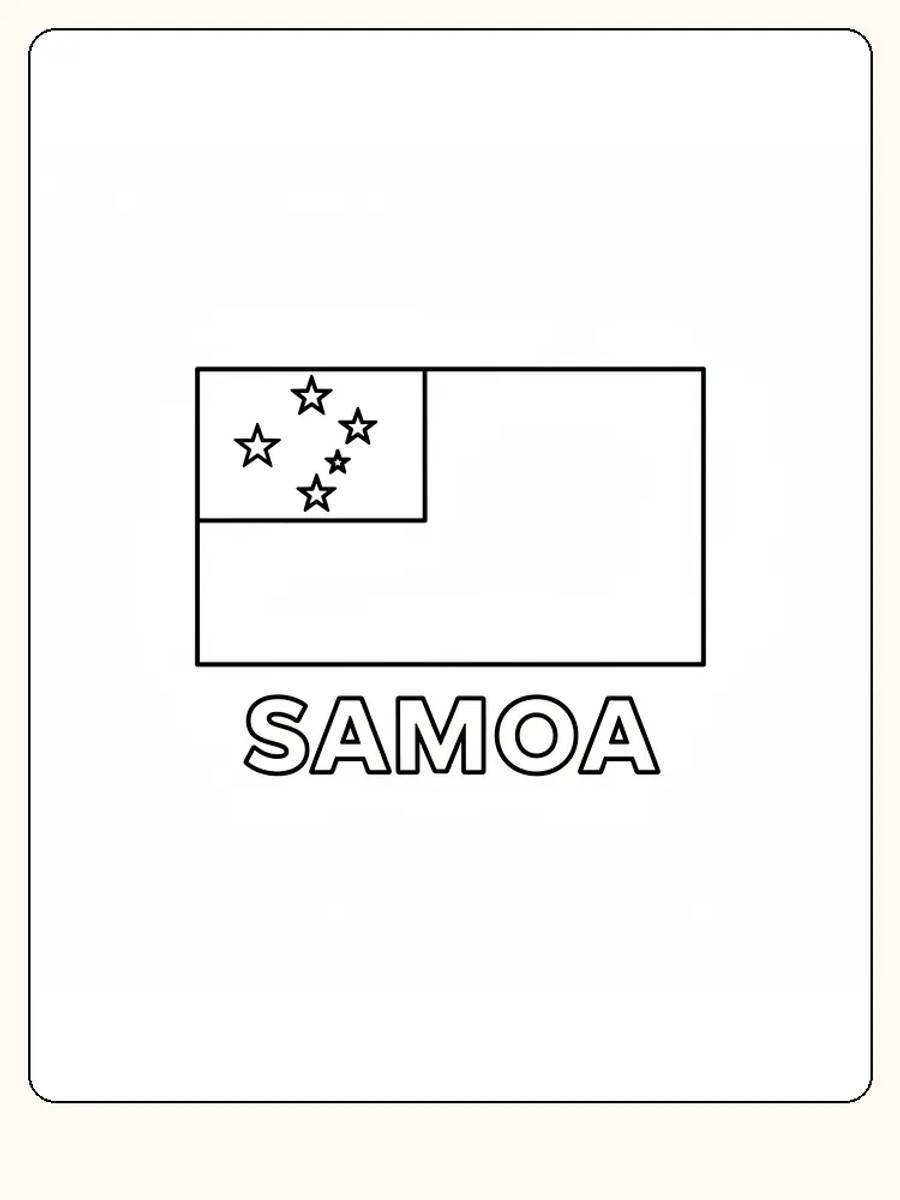 Samoa-Flagge mit Sternen in der linken Ecke, bereit zum Ausmalen