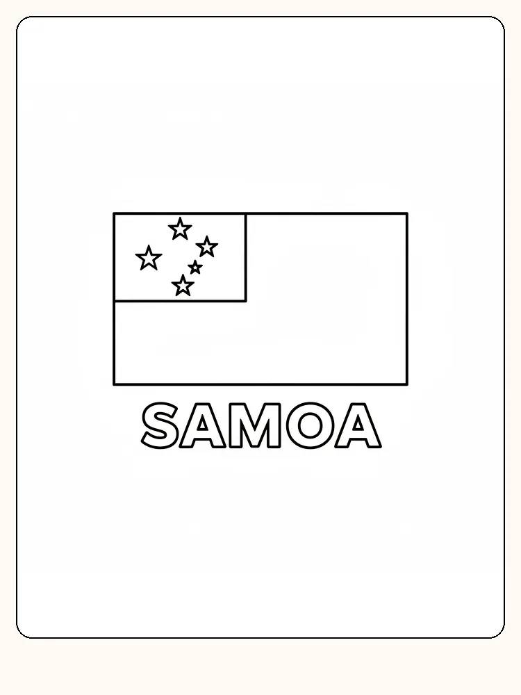 Samoa-Flagge mit Sternen in der linken Ecke, bereit zum Ausmalen
