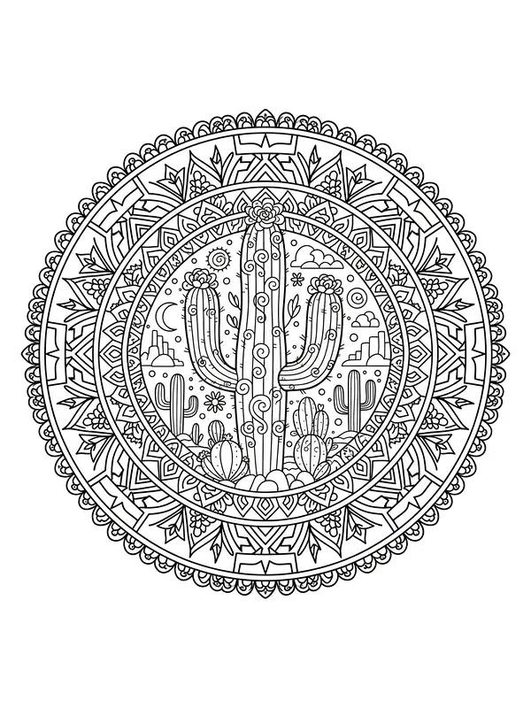 Detaillierte Mandala mit Kaktus, Unterkategorie
