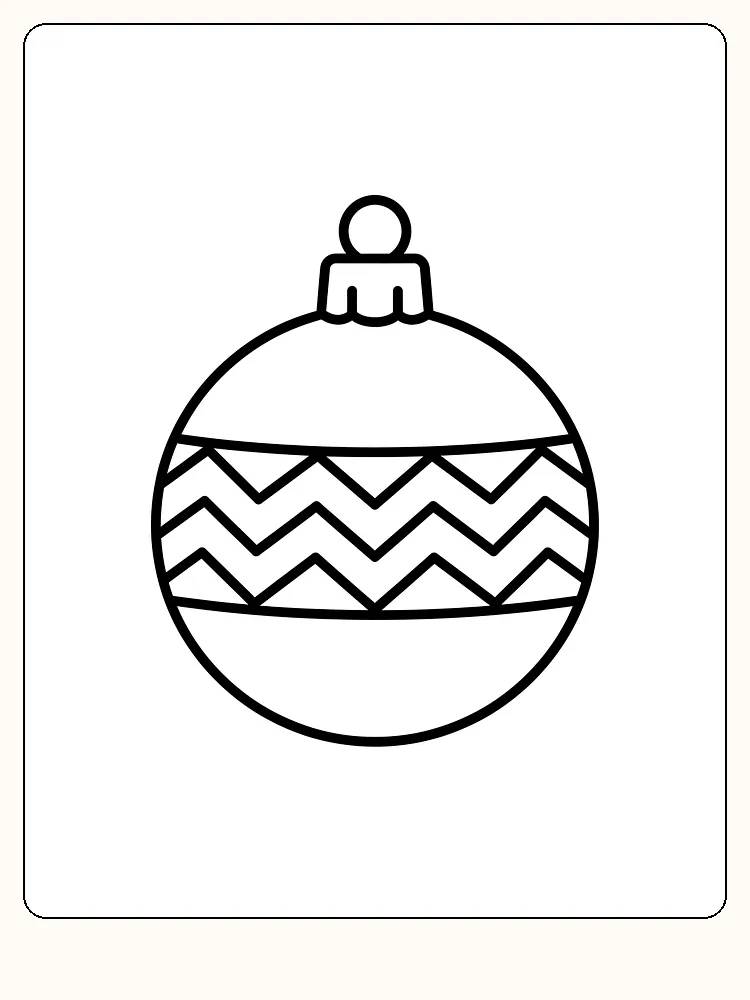 Fargeleggingstegning av en julekule med zigzag-mønster, perfekt for julepynt
