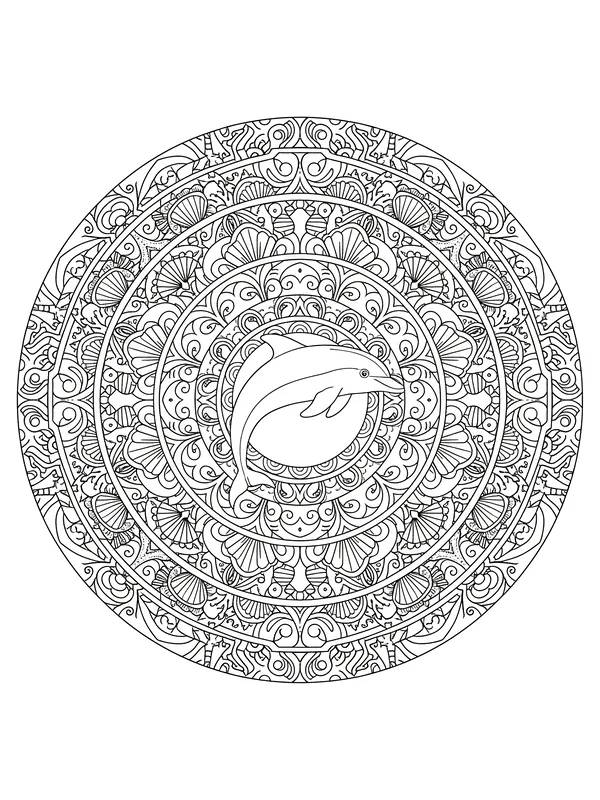 Detaljert delfinmandala