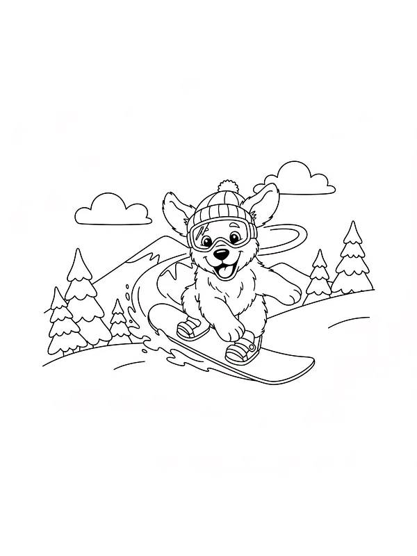 Hund snøbrett i snø, underkategori