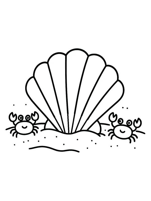 To krabber ved en stor musling