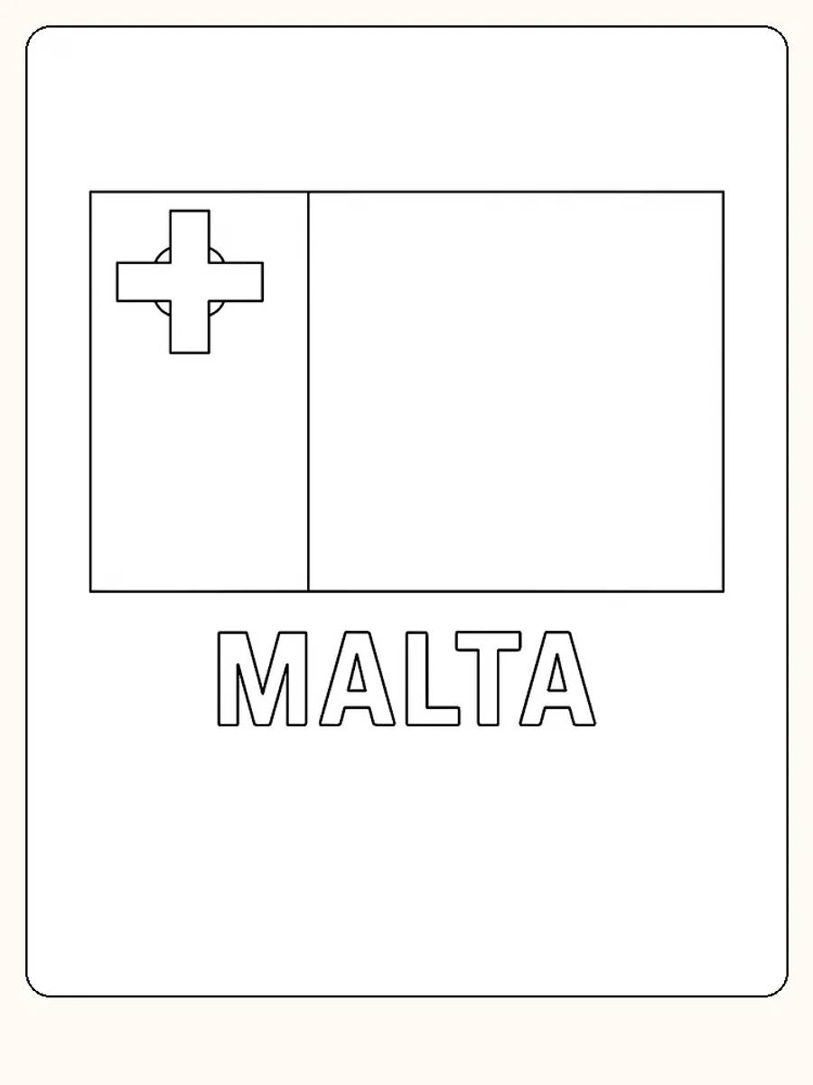 Malta Flagge in Rot und Weiß, bereit zum Ausmalen