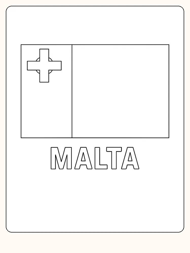 Malta Flagge in Rot und Weiß, bereit zum Ausmalen