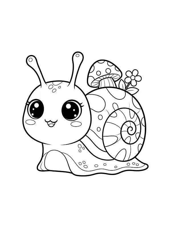 Kawaii-snegl med store øjne