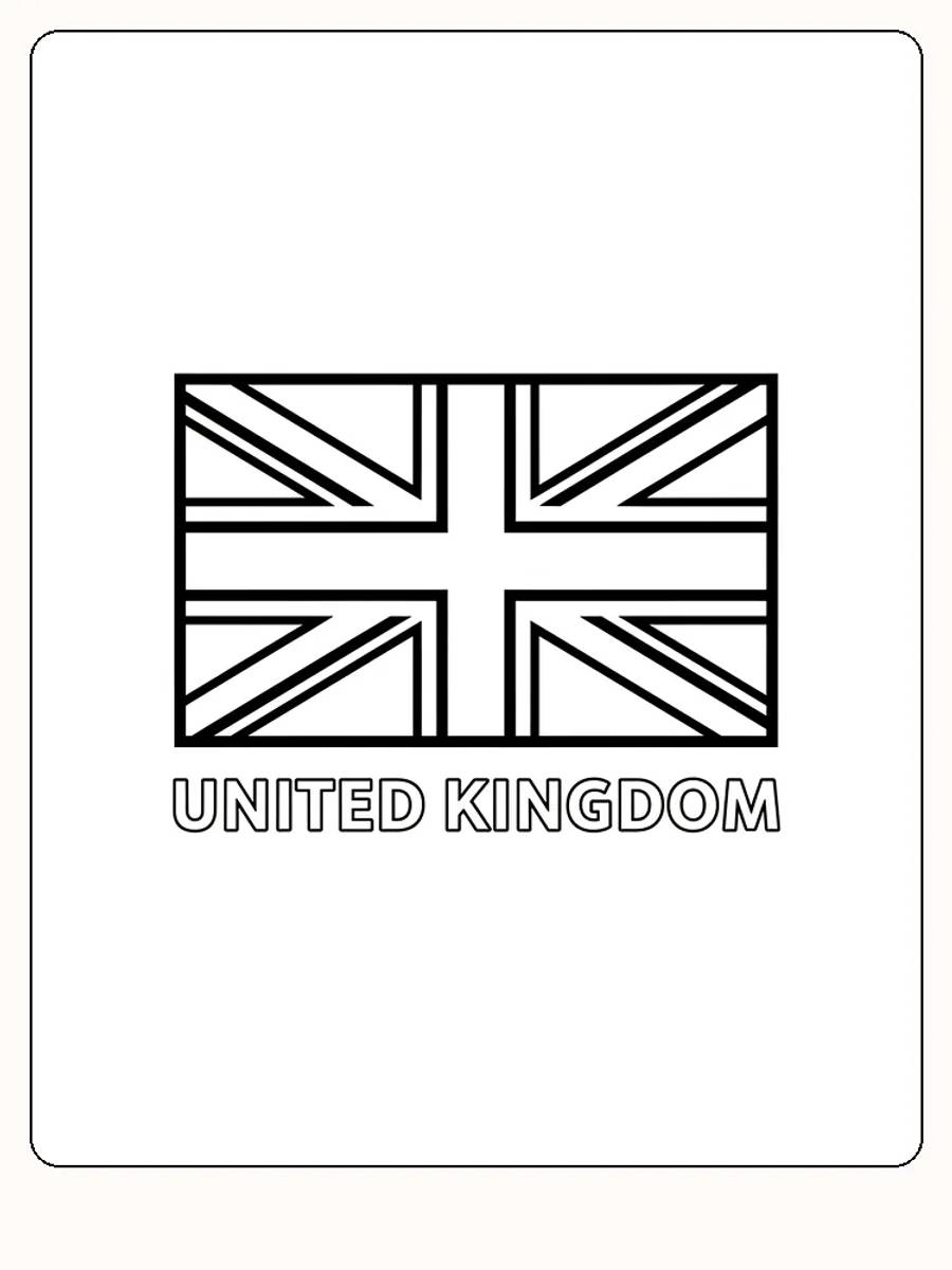 Das Flagge von Großbritannien mit Union Jack-Design, bereit zum Ausmalen.