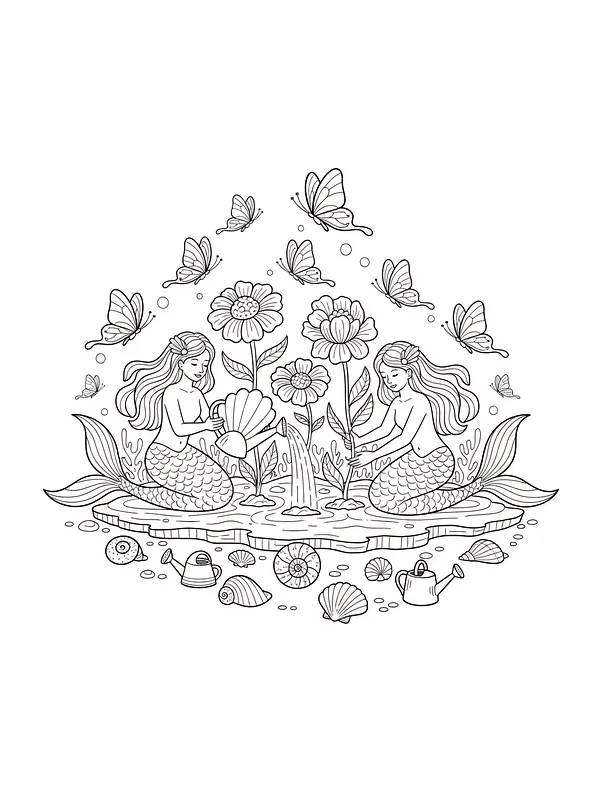 Havfruer med sommerfugle og blomster, underkategori