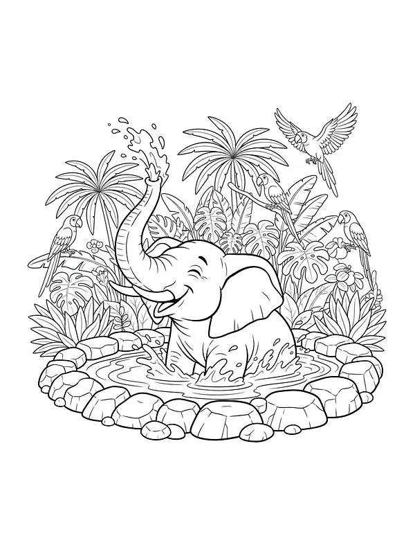 Elefant bader i dam, underkategori