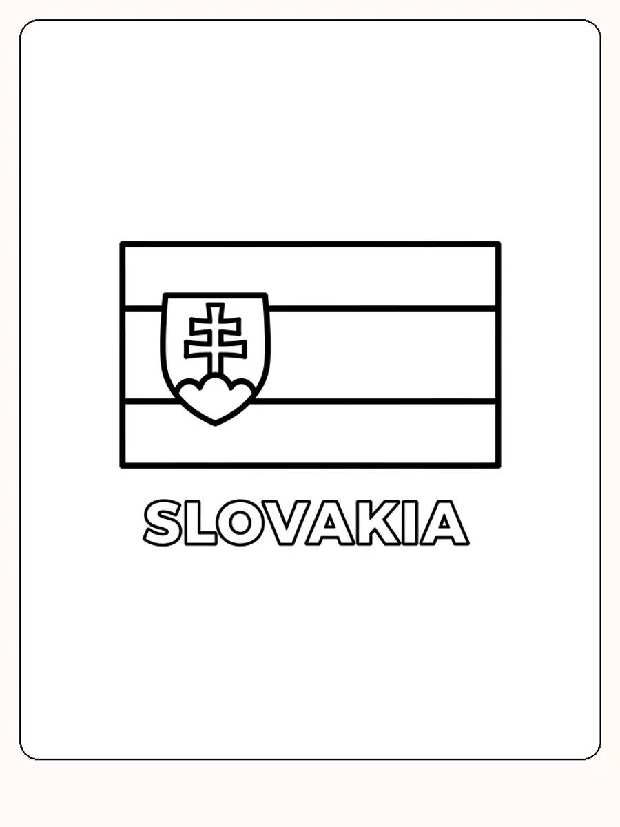 Slovakiens flagga med sköld och tre vågräta ränder