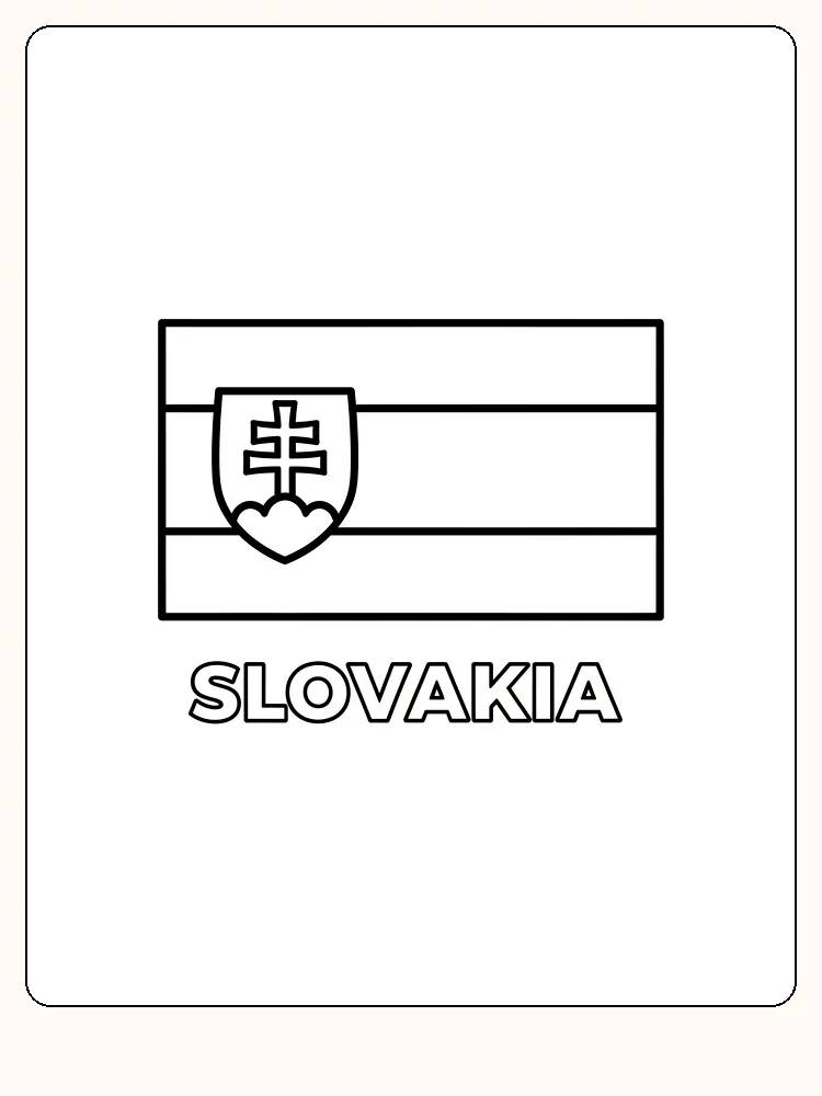 Slovakiens flagga med sköld och tre vågräta ränder
