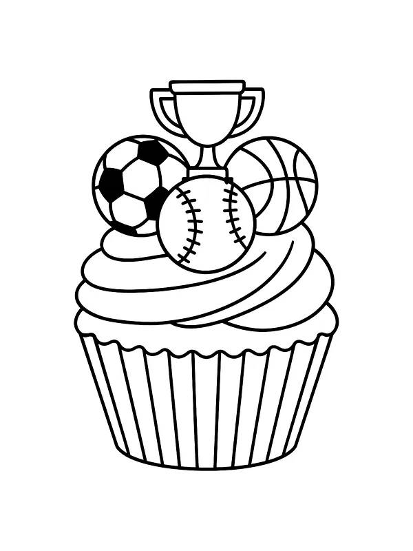 Cupcake med sportsutstyr