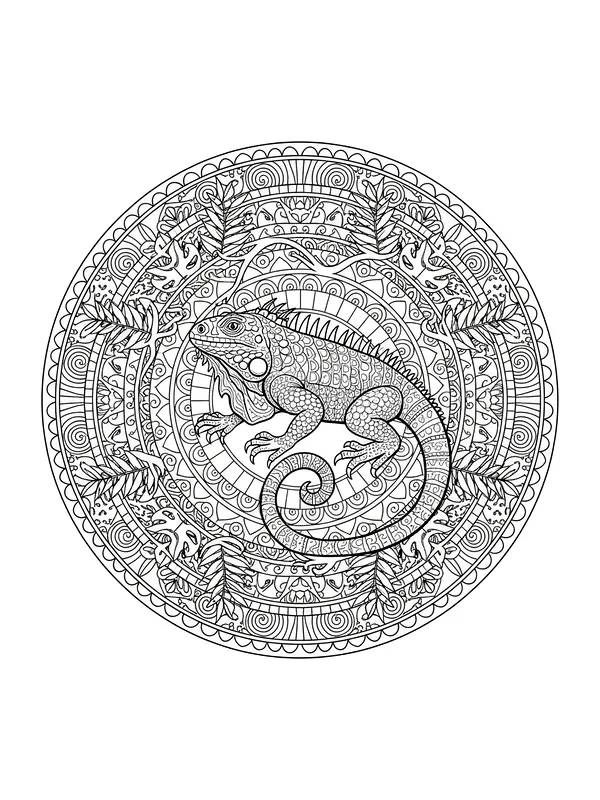 Iguana i mandala-design