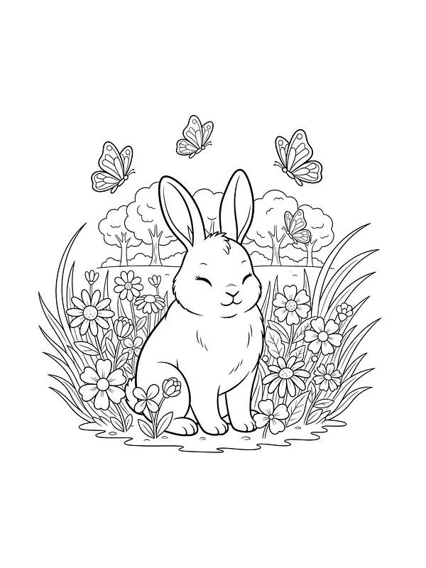 Kanin blant blomster