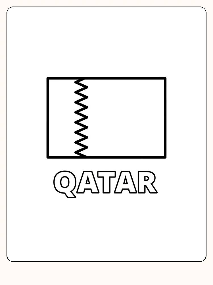 Deutsch:
Die Flagge Katars mit einem burgunderfarbenen und weißen Zickzack-Muster, bereit zum Ausmalen.