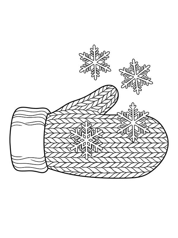 Moufle tricotée avec quatre flocons de neige