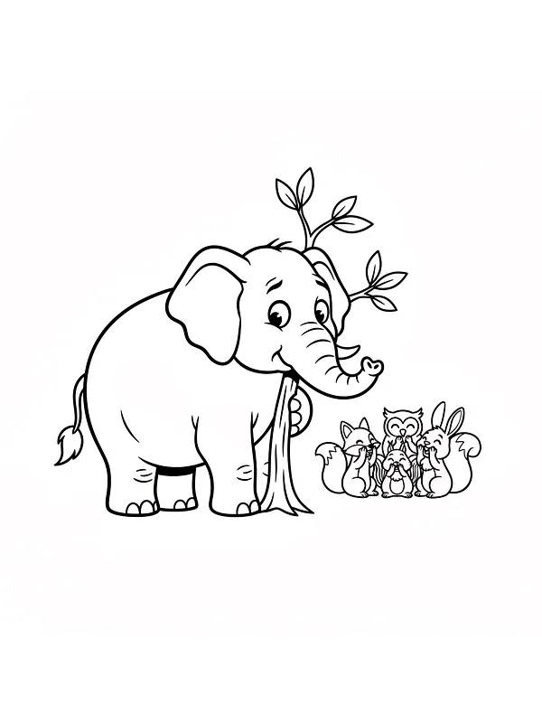 Elefant med skogsdyr, underkategori