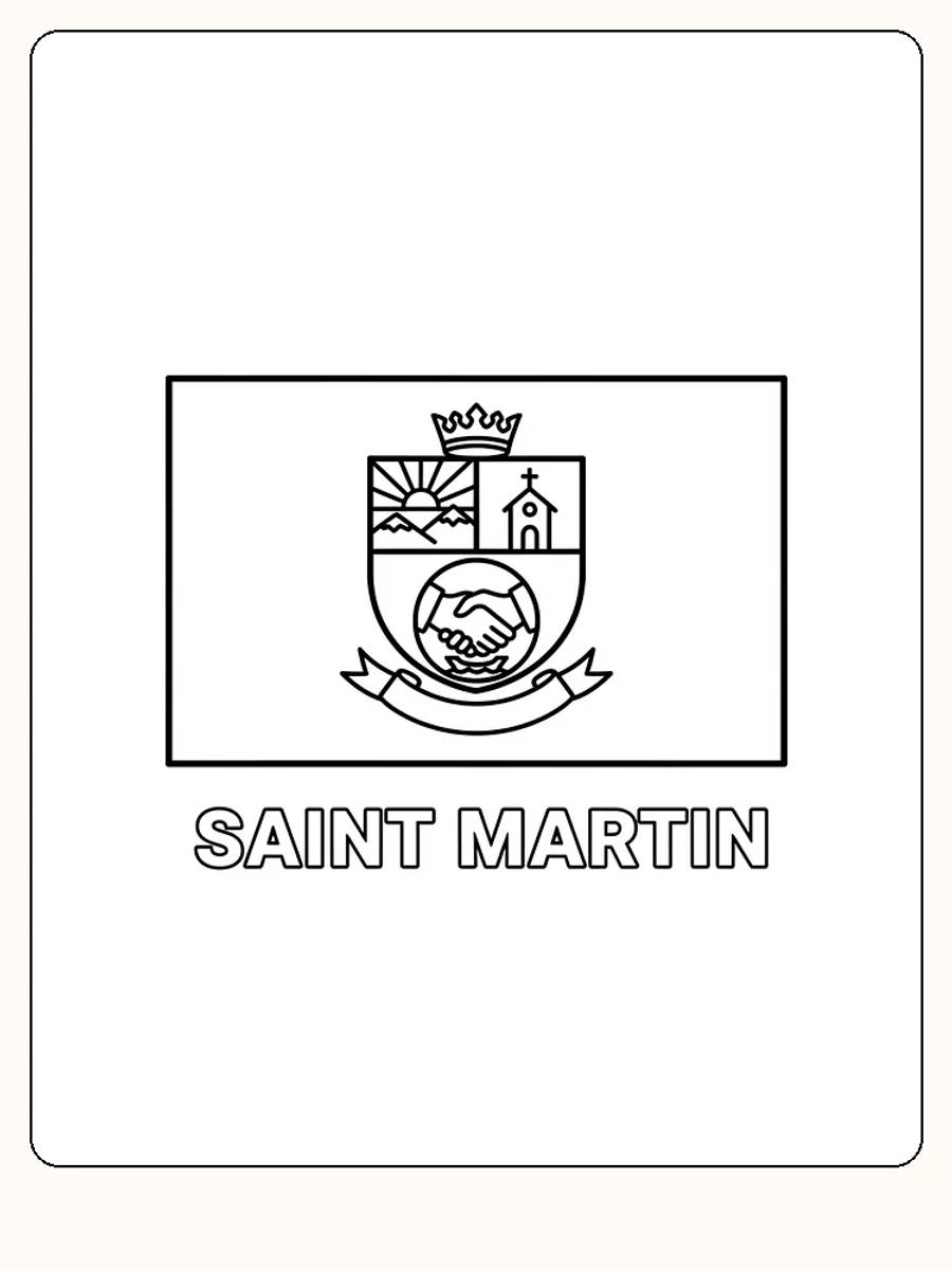 Saint-Martins flagga med kultursymboler, redo att målas