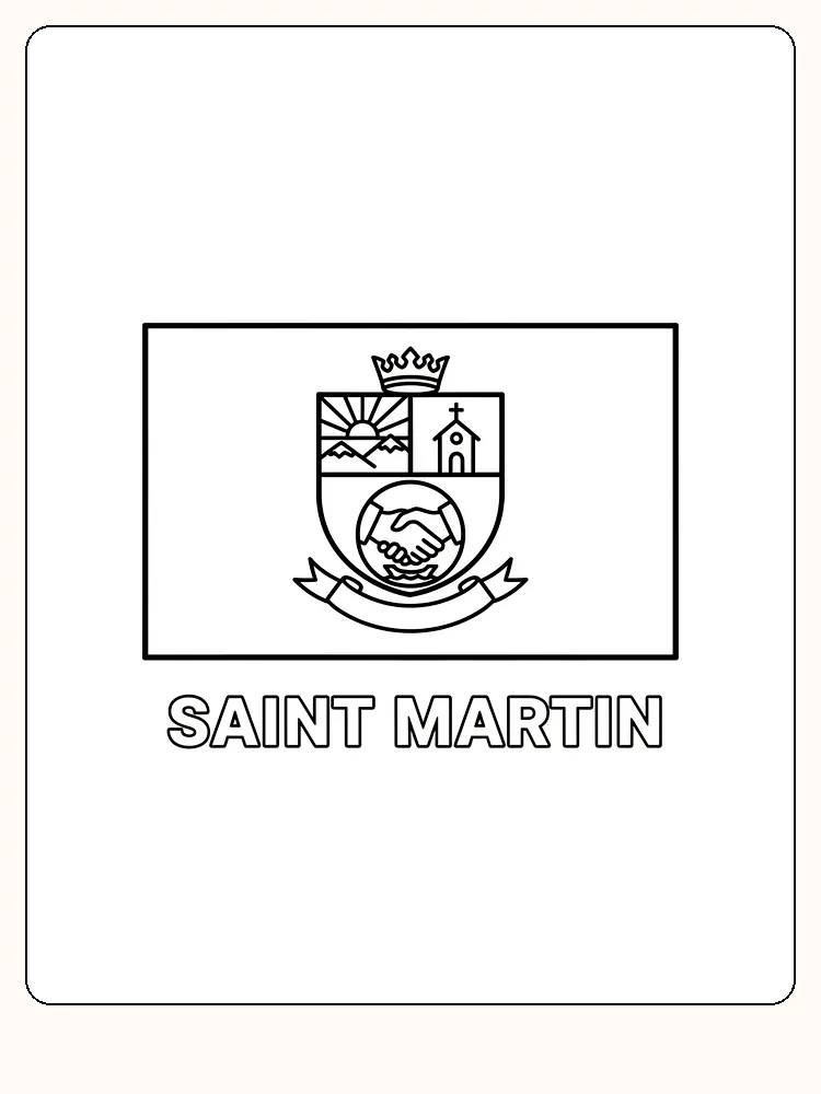 Saint-Martins flagga med kultursymboler, redo att målas