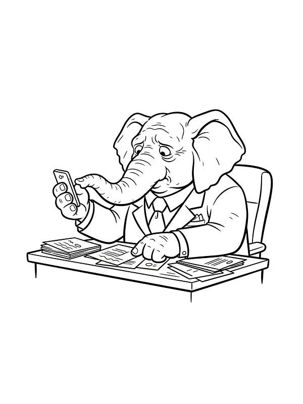Elefant i dress med mobil, underkategori