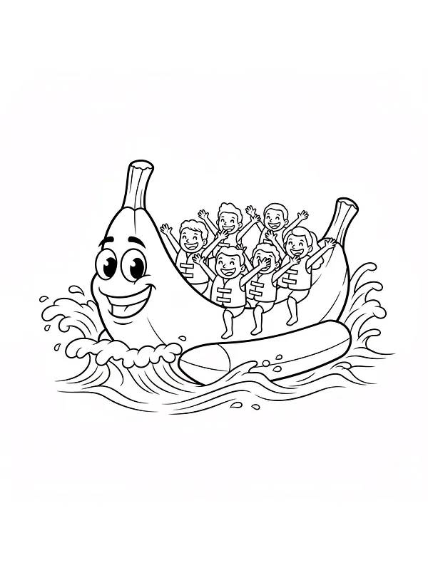 Kinder auf einem Bananenboot, lächelnd, Unterkategorie