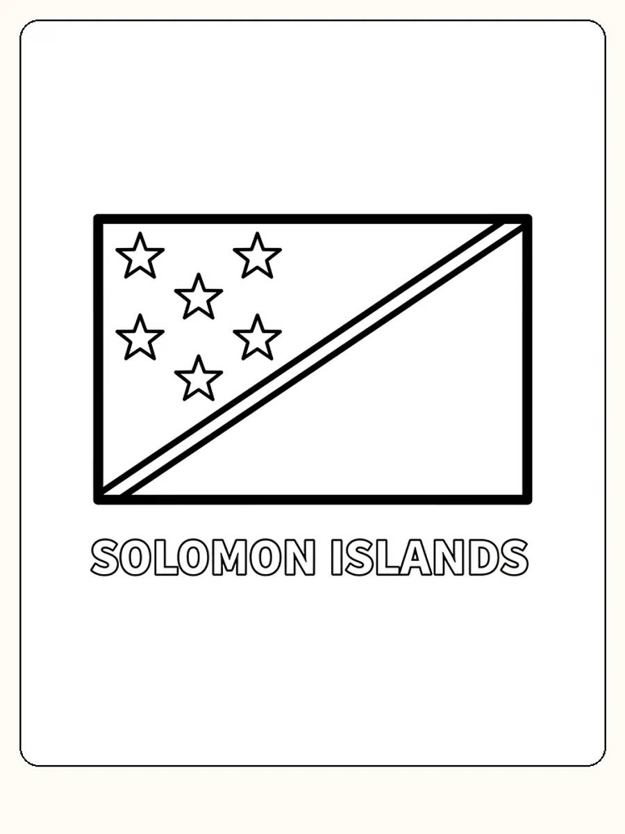Salomonöarnas flagga i blått, grönt och gult med fem vita stjärnor att måla
