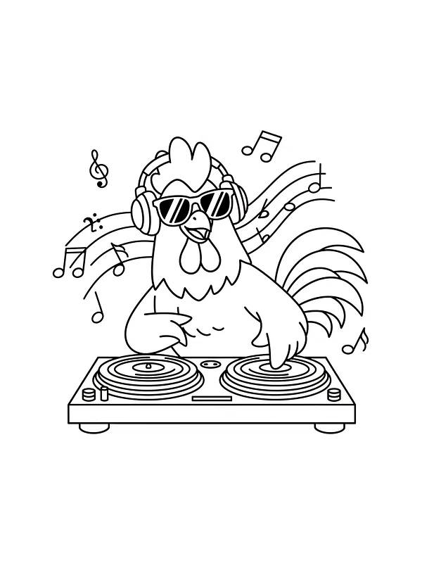 Hane som DJ med musikknoter, underkategori
