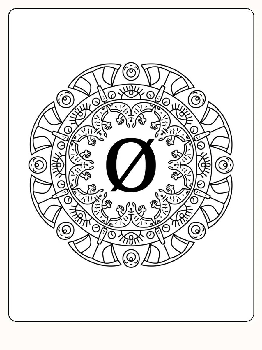 Detaljert mandala med sirkulære mønstre, klar for fargelegging