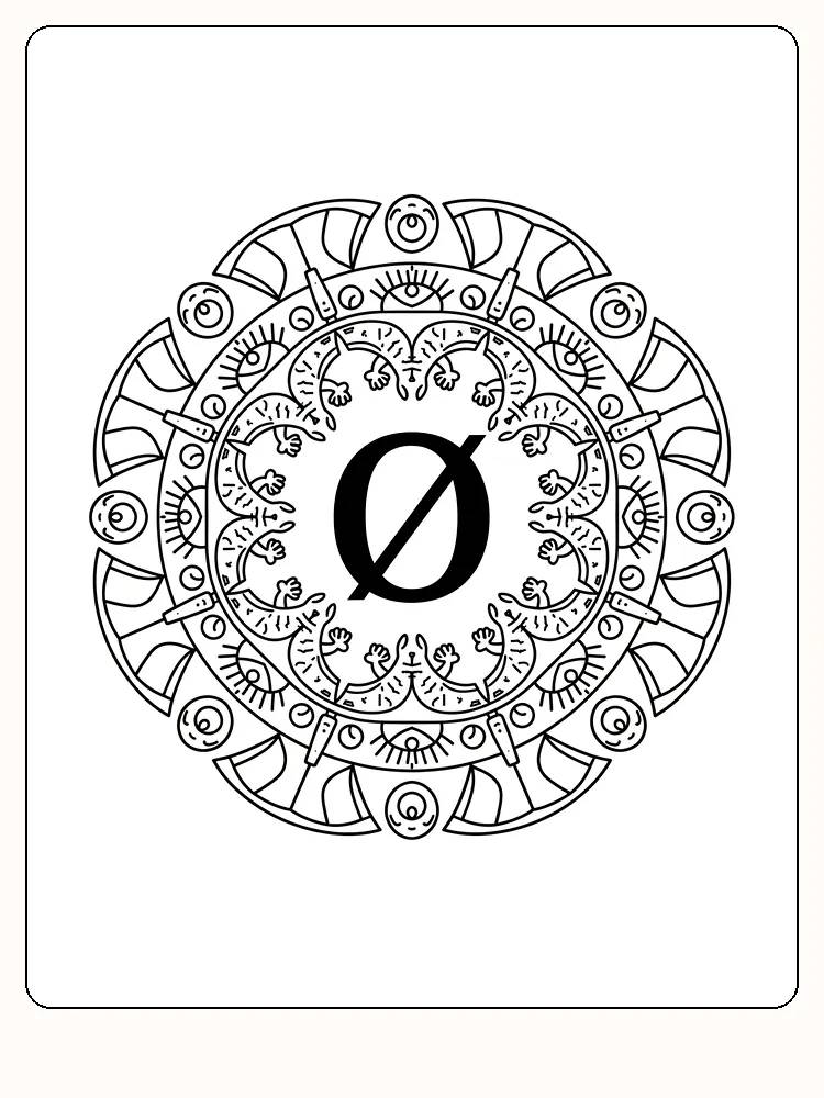 Detaljert mandala med sirkulære mønstre, klar for fargelegging