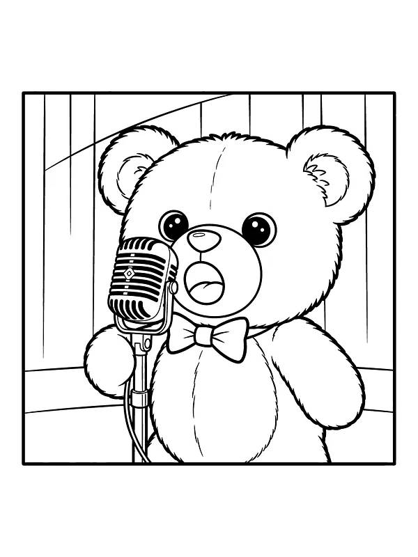 Bär singt mit Mikrofon