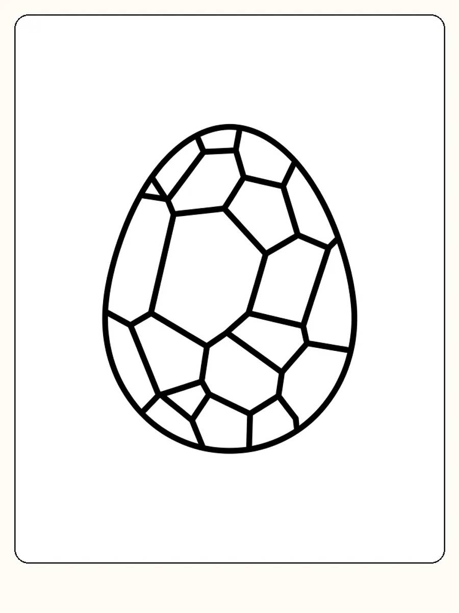 Tegning til farvelægning af et geometrisk æg med mosaiklignende mønster, klar til print