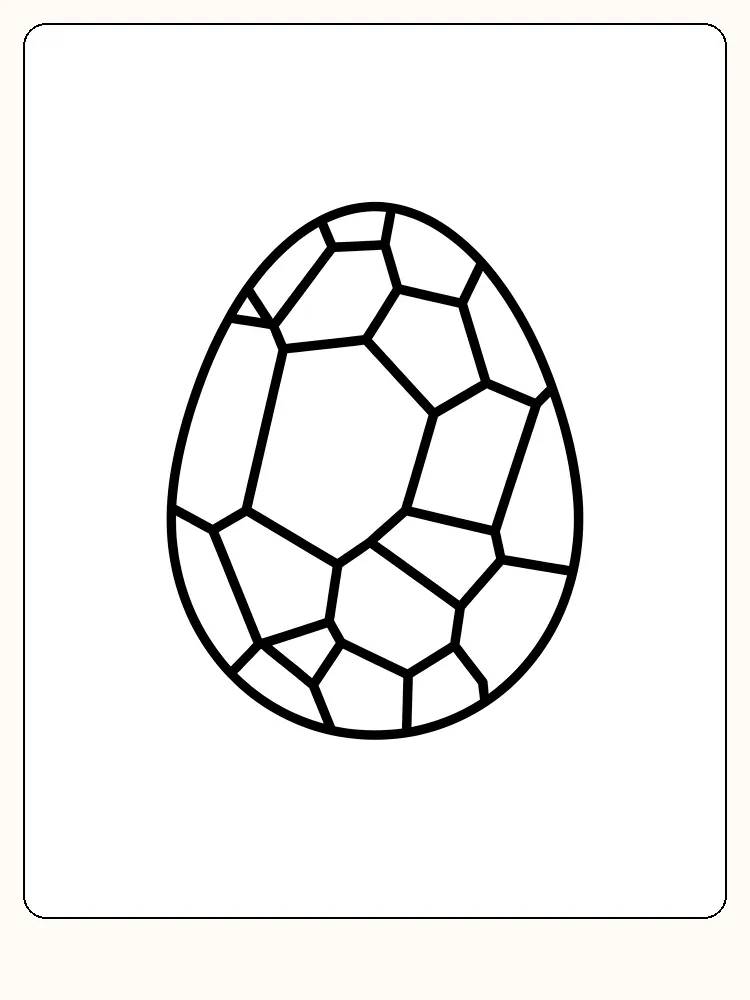 Tegning til farvelægning af et geometrisk æg med mosaiklignende mønster, klar til print