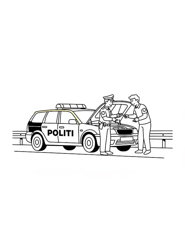 Politibil med sjekkpunkt