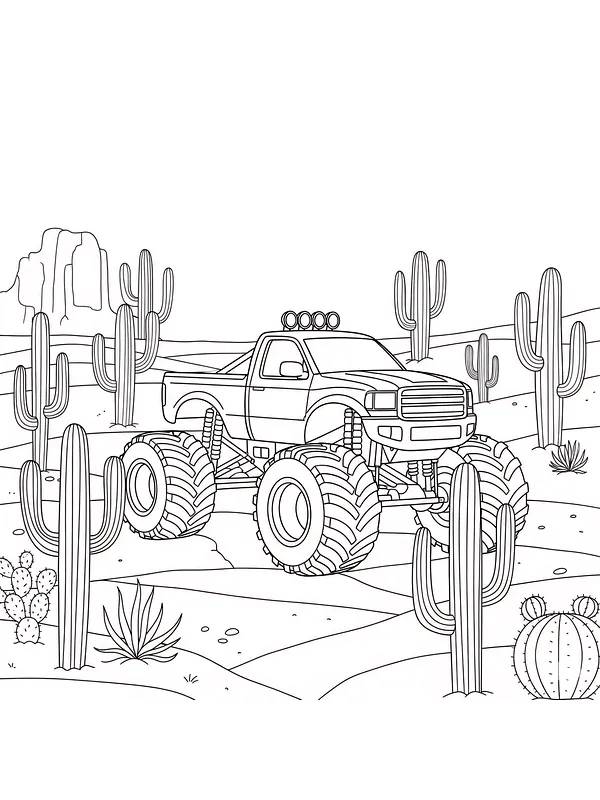 Monstertruck i ørkenlandskap