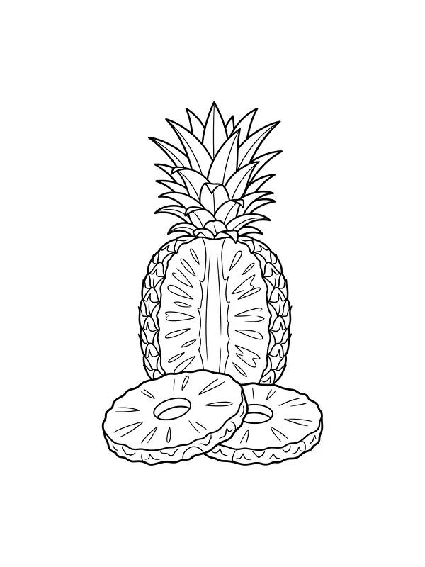 Frukt med halv ananas og to skiver