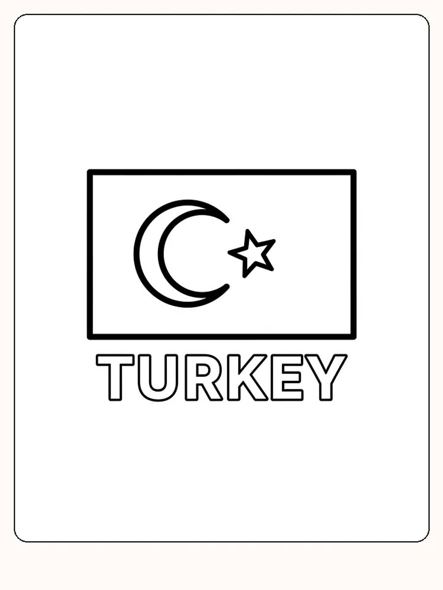 Türkische Flagge mit Halbmond und Stern, bereit zum Ausmalen