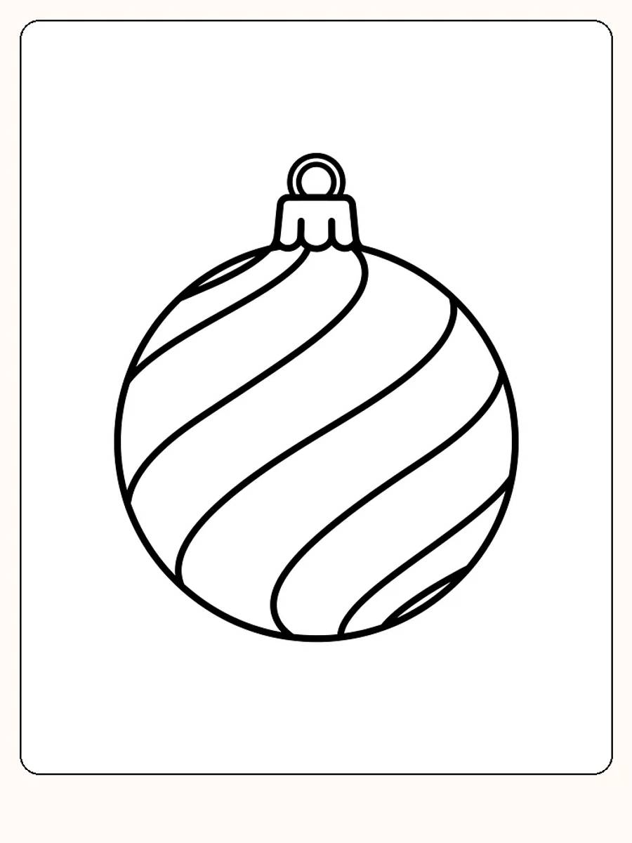 Fargeleggingstegning av julekule med spiralmønster, klar til utskrift