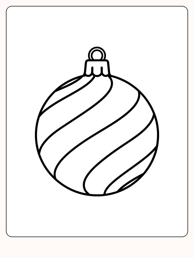 Fargeleggingstegning av julekule med spiralmønster, klar til utskrift