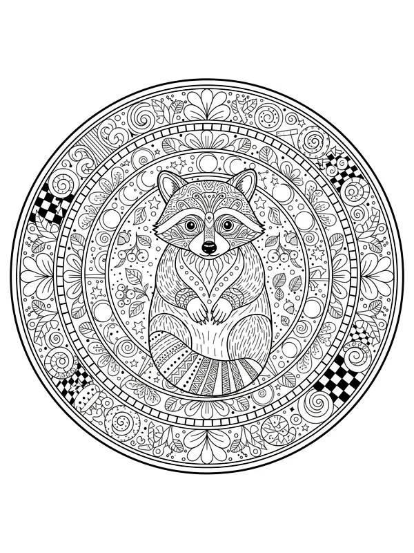 Vaskebjørn mandala design