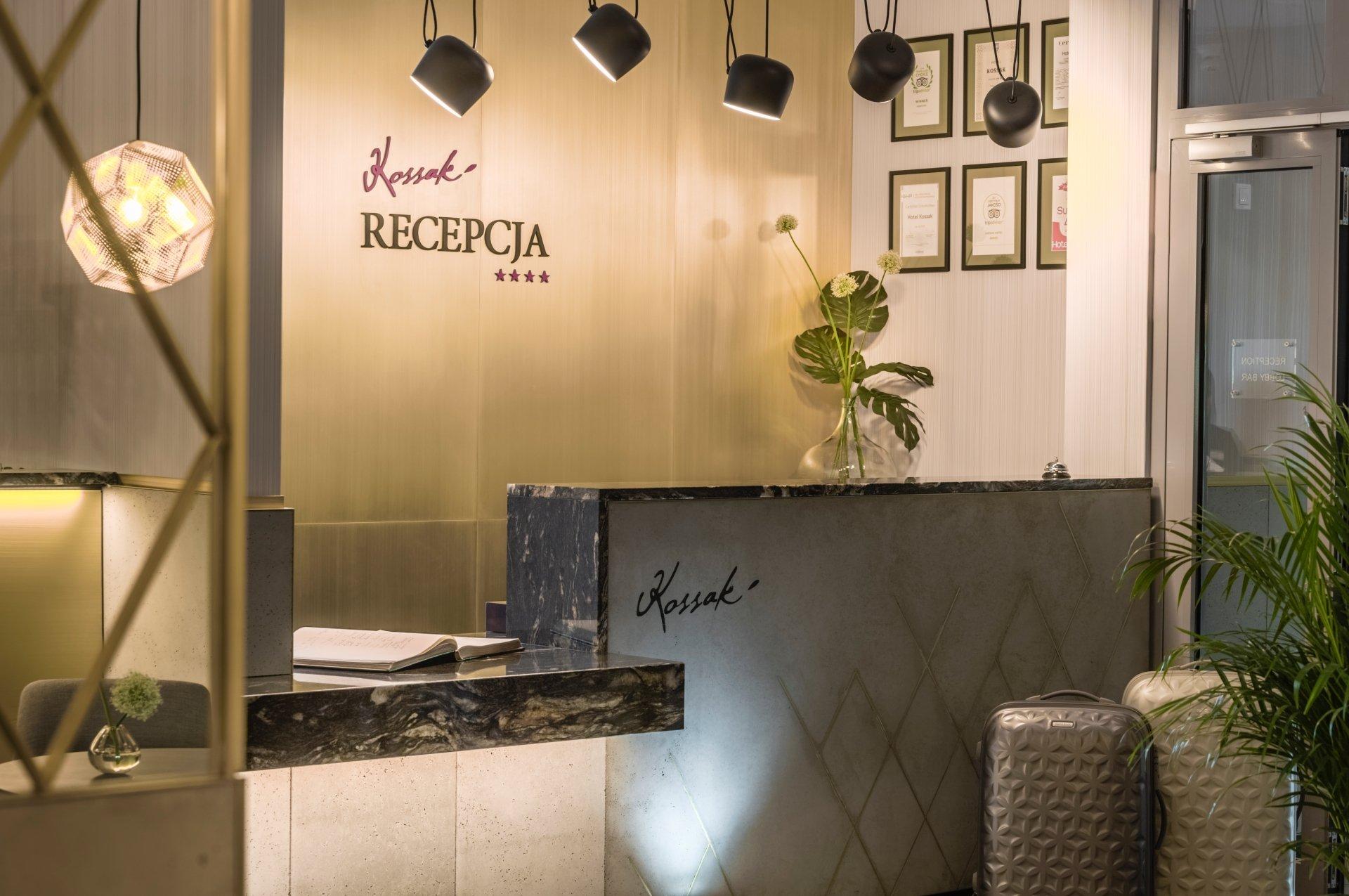 Hotel reception for corporate group arrival