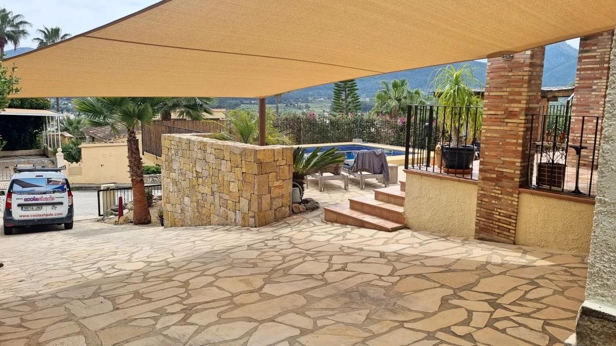 Custom shade sail installation by Coolashade on the Costa Blanca