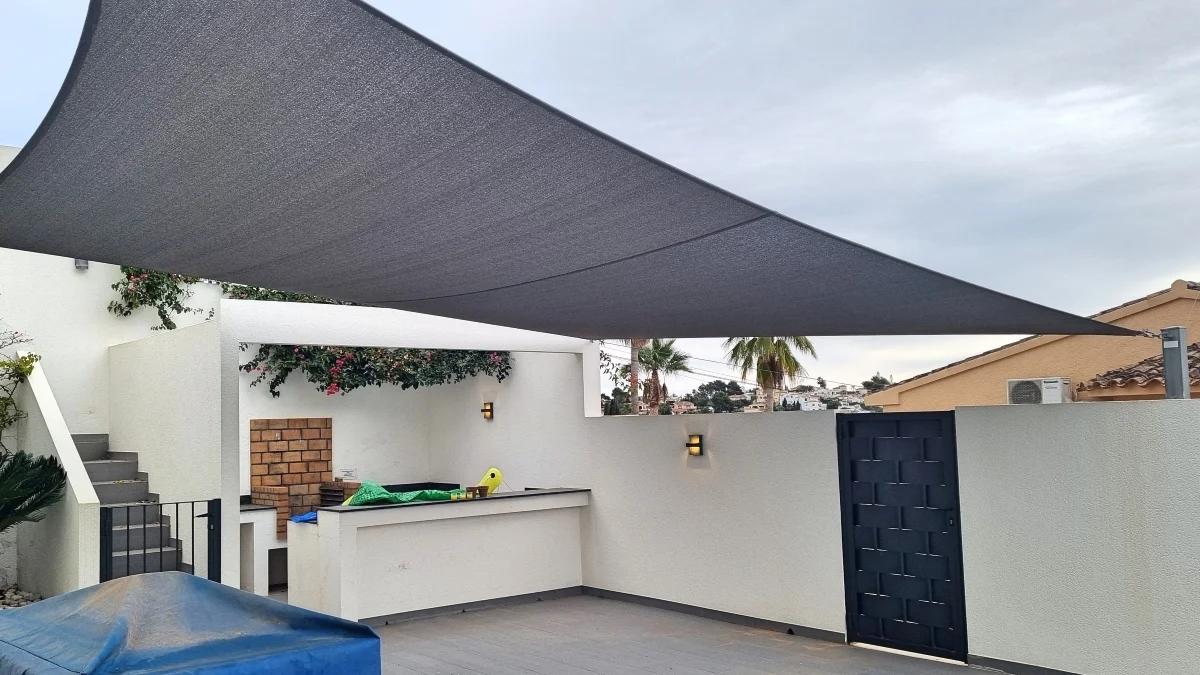 Custom shade sail installation by Coolashade on the Costa Blanca