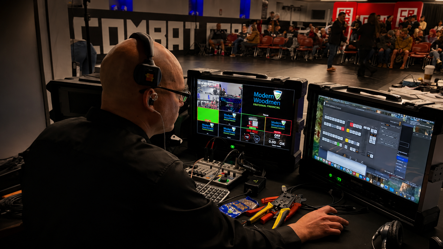 ON21 Productions live streaming a combat sports tournament using a professional multi-camera production system.