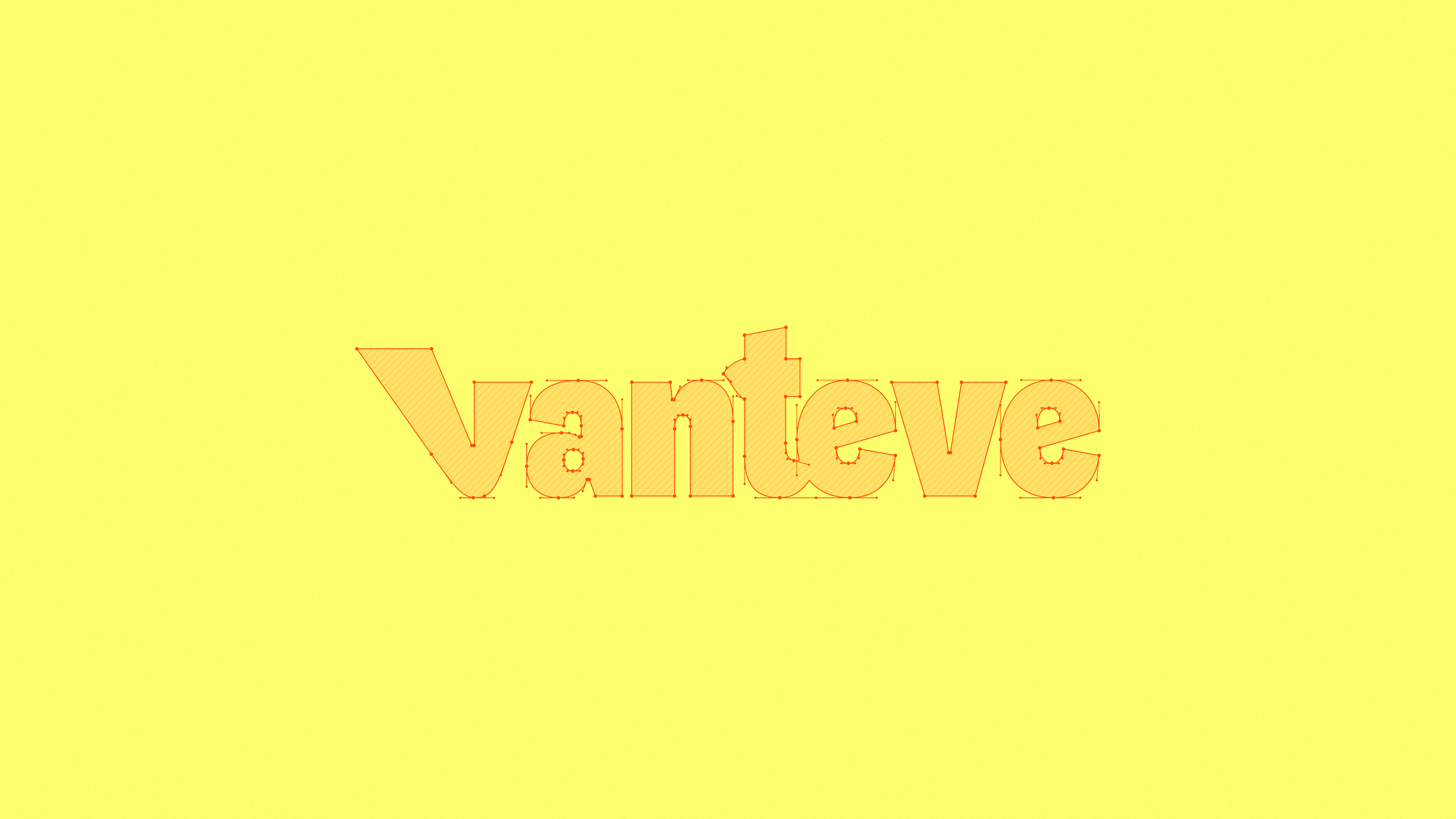 Vanteve wordmark construction drawing on a yellow background