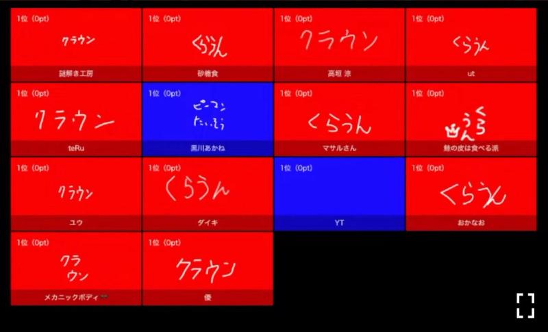 視聴者参加型クイズ回答画面